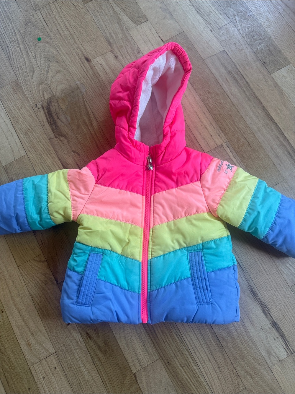 OshKosh B'gosh Neon Pink and Coral Colorblock Toddler Jacket